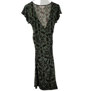 MSSP MAX STUDIO Floral V-Neck Tropical Print Dress Womens Size Small S